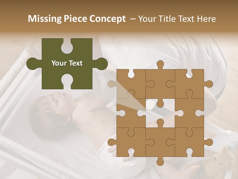 A Young Father Is Changing His Baby Daughter's Diaper. They Are Looking At Each Other. Square Framed Shot. PowerPoint Template