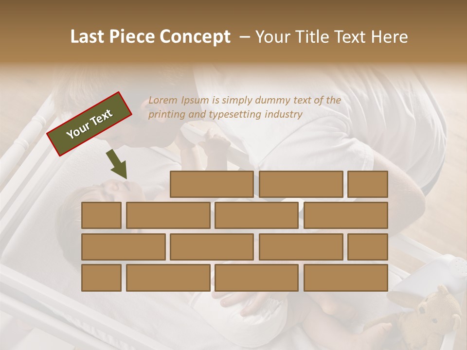 A Young Father Is Changing His Baby Daughter's Diaper. They Are Looking At Each Other. Square Framed Shot. PowerPoint Template