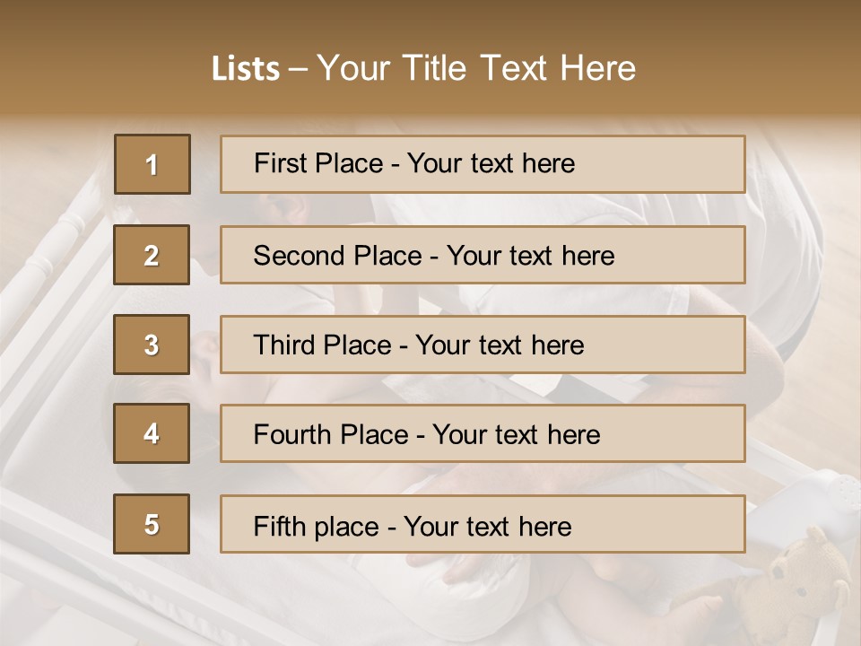 A Young Father Is Changing His Baby Daughter's Diaper. They Are Looking At Each Other. Square Framed Shot. PowerPoint Template