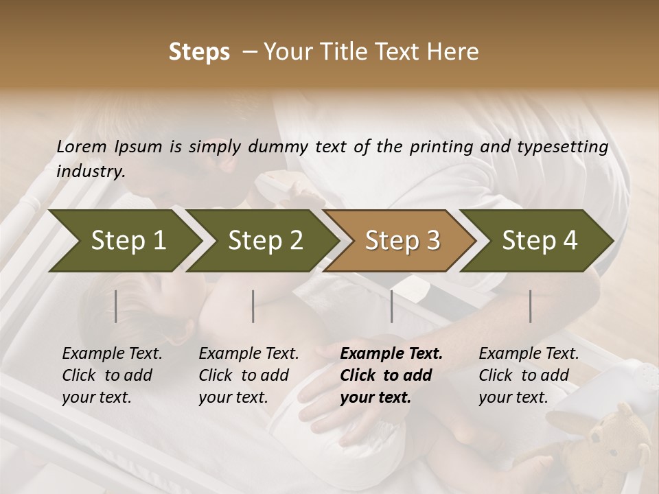 A Young Father Is Changing His Baby Daughter's Diaper. They Are Looking At Each Other. Square Framed Shot. PowerPoint Template