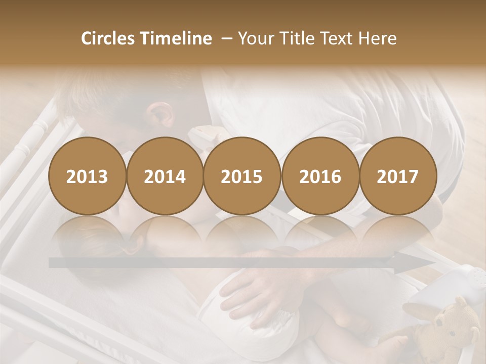 A Young Father Is Changing His Baby Daughter's Diaper. They Are Looking At Each Other. Square Framed Shot. PowerPoint Template