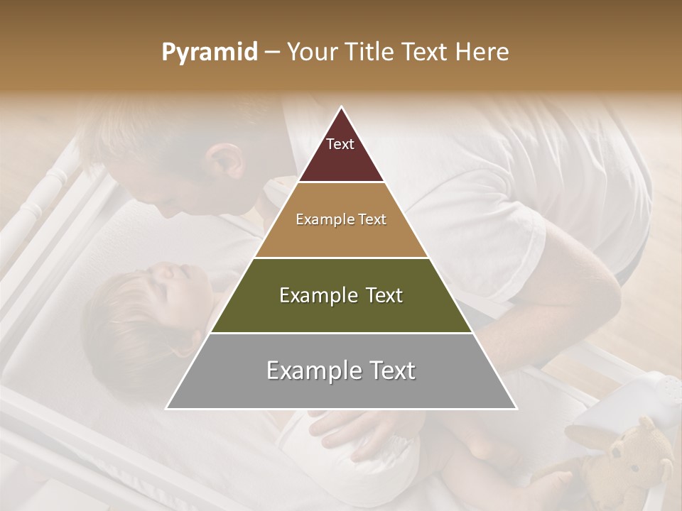 A Young Father Is Changing His Baby Daughter's Diaper. They Are Looking At Each Other. Square Framed Shot. PowerPoint Template