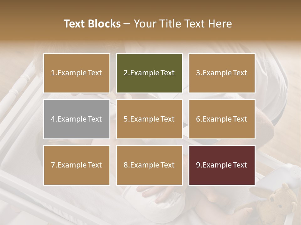 A Young Father Is Changing His Baby Daughter's Diaper. They Are Looking At Each Other. Square Framed Shot. PowerPoint Template