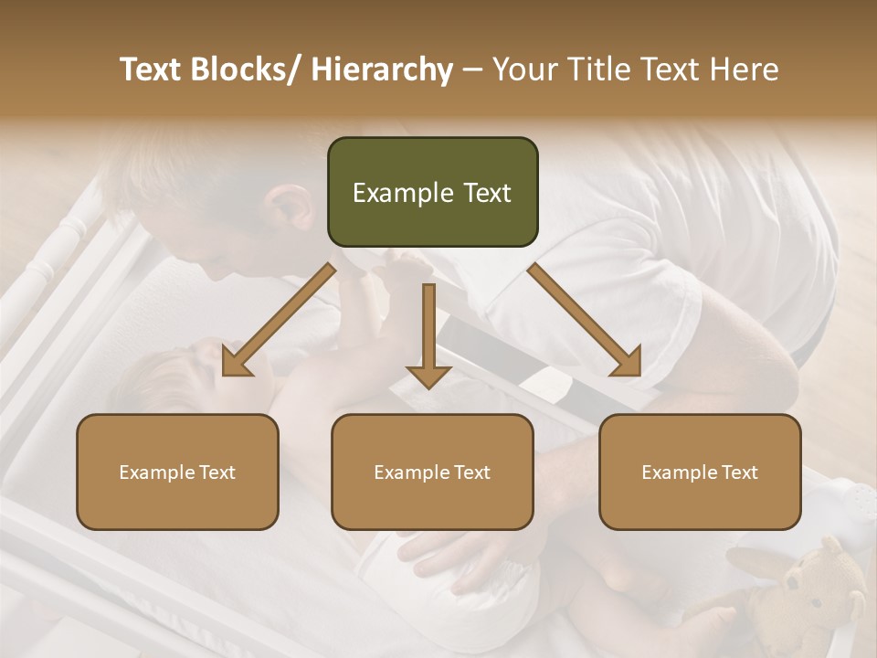 A Young Father Is Changing His Baby Daughter's Diaper. They Are Looking At Each Other. Square Framed Shot. PowerPoint Template