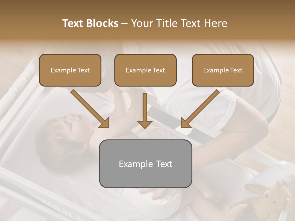 A Young Father Is Changing His Baby Daughter's Diaper. They Are Looking At Each Other. Square Framed Shot. PowerPoint Template