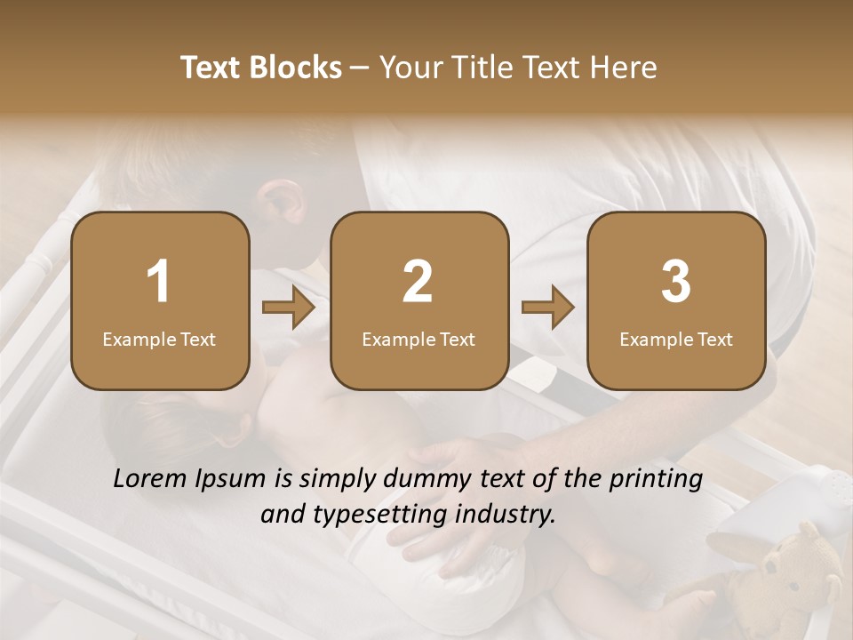 A Young Father Is Changing His Baby Daughter's Diaper. They Are Looking At Each Other. Square Framed Shot. PowerPoint Template