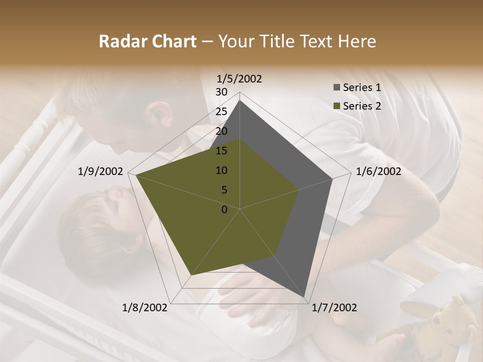 A Young Father Is Changing His Baby Daughter's Diaper. They Are Looking At Each Other. Square Framed Shot. PowerPoint Template