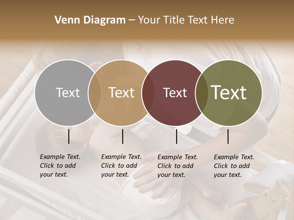 A Young Father Is Changing His Baby Daughter's Diaper. They Are Looking At Each Other. Square Framed Shot. PowerPoint Template