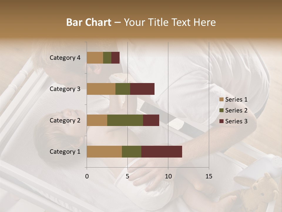 A Young Father Is Changing His Baby Daughter's Diaper. They Are Looking At Each Other. Square Framed Shot. PowerPoint Template