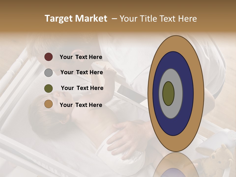 A Young Father Is Changing His Baby Daughter's Diaper. They Are Looking At Each Other. Square Framed Shot. PowerPoint Template