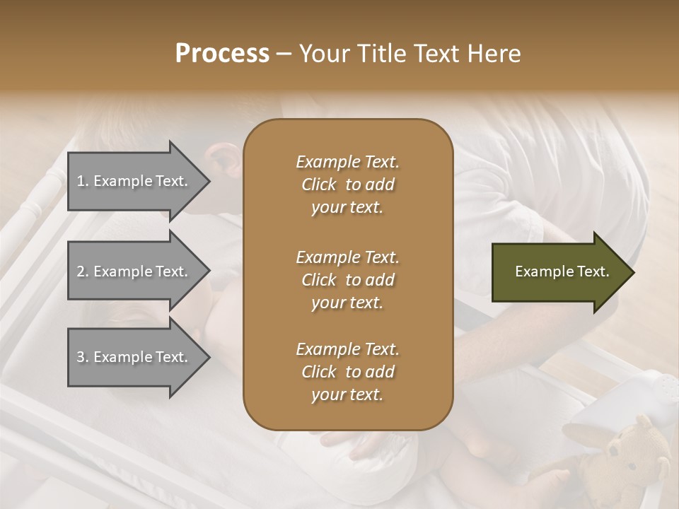 A Young Father Is Changing His Baby Daughter's Diaper. They Are Looking At Each Other. Square Framed Shot. PowerPoint Template