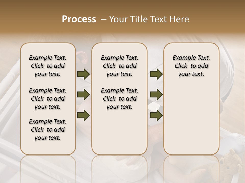 A Young Father Is Changing His Baby Daughter's Diaper. They Are Looking At Each Other. Square Framed Shot. PowerPoint Template