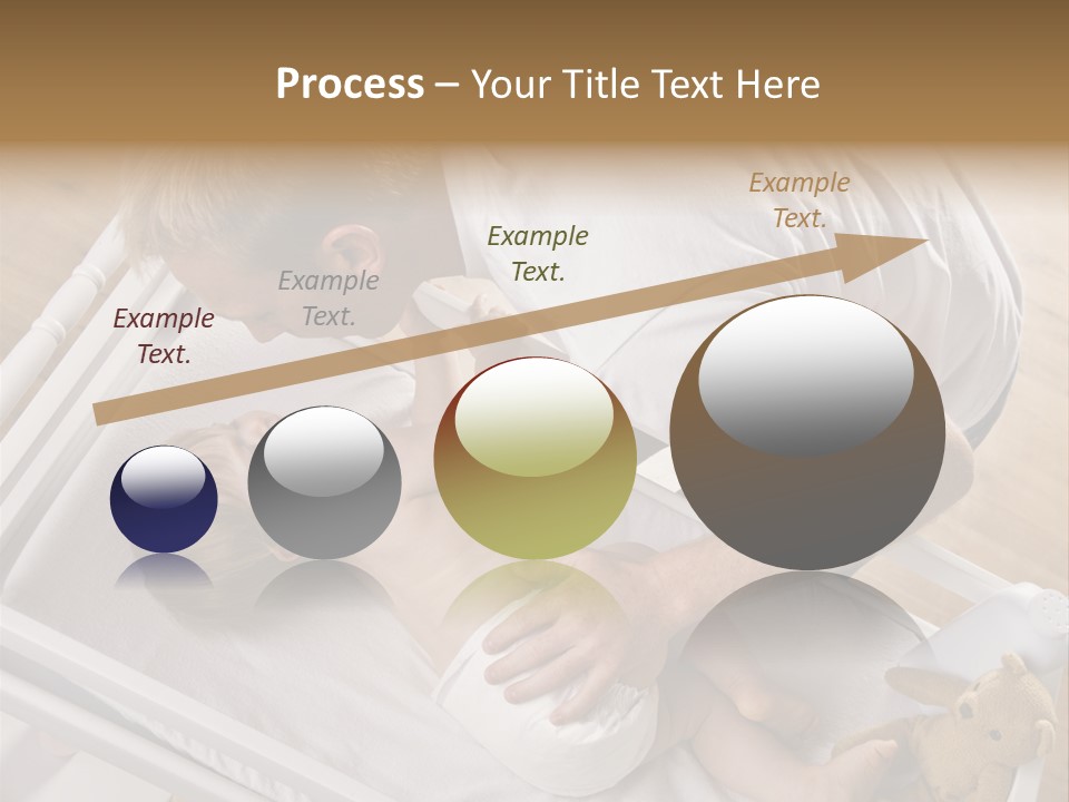 A Young Father Is Changing His Baby Daughter's Diaper. They Are Looking At Each Other. Square Framed Shot. PowerPoint Template