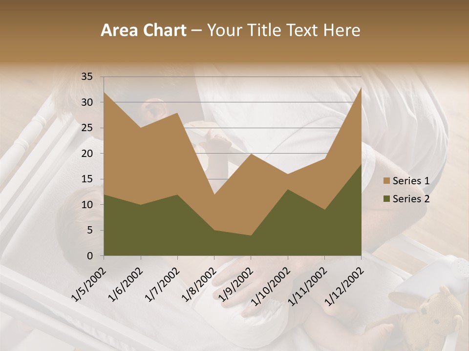 A Young Father Is Changing His Baby Daughter's Diaper. They Are Looking At Each Other. Square Framed Shot. PowerPoint Template