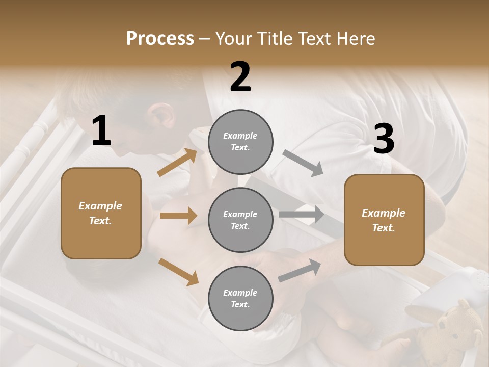 A Young Father Is Changing His Baby Daughter's Diaper. They Are Looking At Each Other. Square Framed Shot. PowerPoint Template