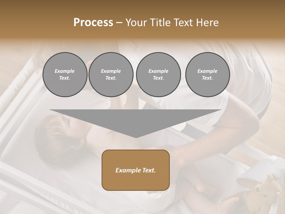 A Young Father Is Changing His Baby Daughter's Diaper. They Are Looking At Each Other. Square Framed Shot. PowerPoint Template