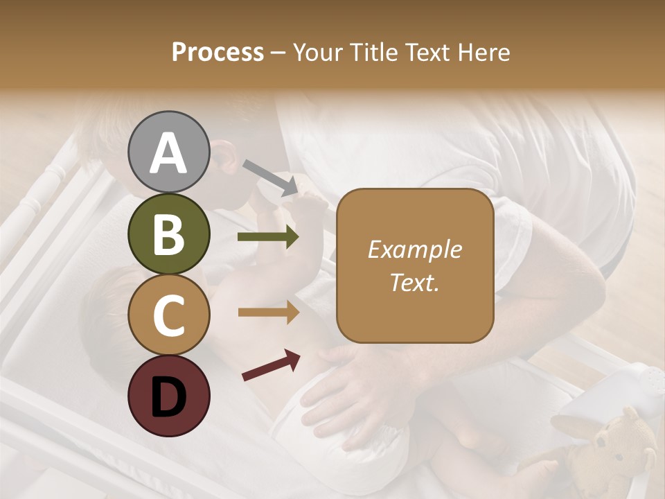 A Young Father Is Changing His Baby Daughter's Diaper. They Are Looking At Each Other. Square Framed Shot. PowerPoint Template