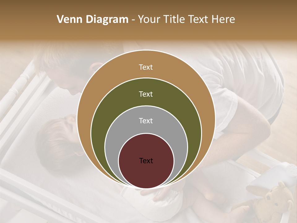A Young Father Is Changing His Baby Daughter's Diaper. They Are Looking At Each Other. Square Framed Shot. PowerPoint Template