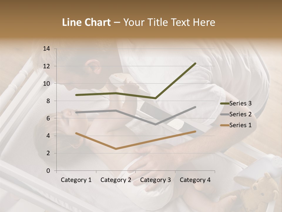 A Young Father Is Changing His Baby Daughter's Diaper. They Are Looking At Each Other. Square Framed Shot. PowerPoint Template