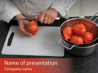 Chef Is Peeling Boiled Tomatos PowerPoint Template