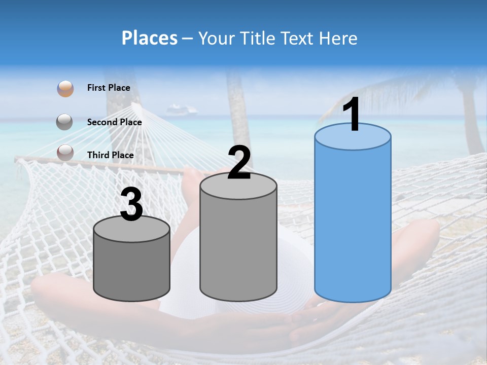 Woman Relaxing On Hammock With White Hat Sunbathing On Vacation PowerPoint Template