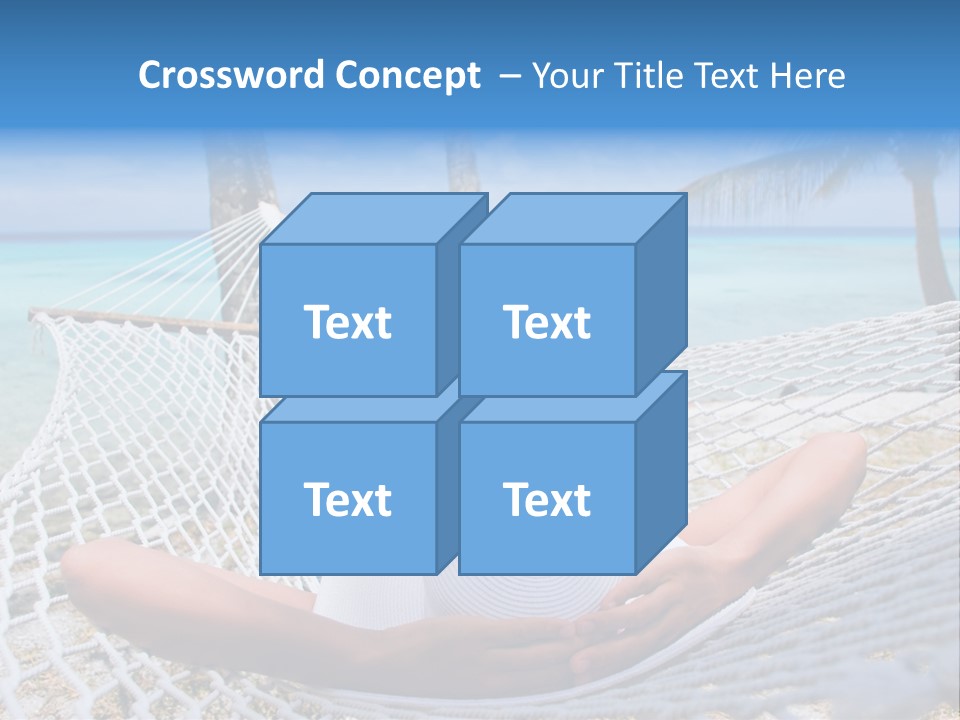 Woman Relaxing On Hammock With White Hat Sunbathing On Vacation PowerPoint Template