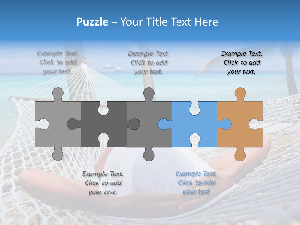 Woman Relaxing On Hammock With White Hat Sunbathing On Vacation PowerPoint Template