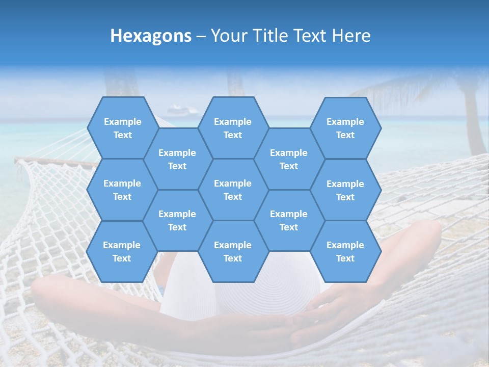 Woman Relaxing On Hammock With White Hat Sunbathing On Vacation PowerPoint Template