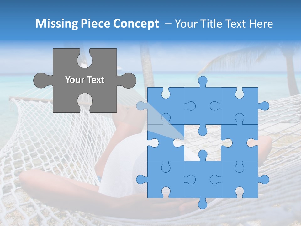 Woman Relaxing On Hammock With White Hat Sunbathing On Vacation PowerPoint Template