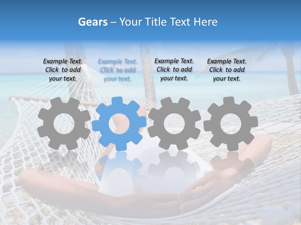 Woman Relaxing On Hammock With White Hat Sunbathing On Vacation PowerPoint Template