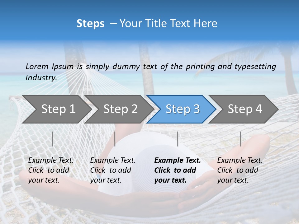 Woman Relaxing On Hammock With White Hat Sunbathing On Vacation PowerPoint Template