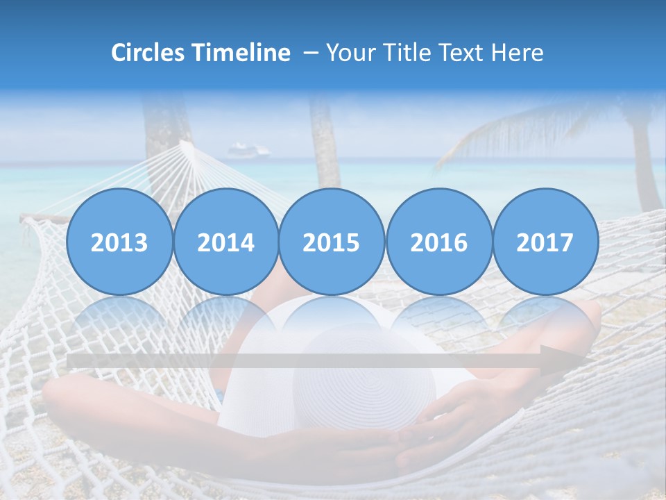 Woman Relaxing On Hammock With White Hat Sunbathing On Vacation PowerPoint Template