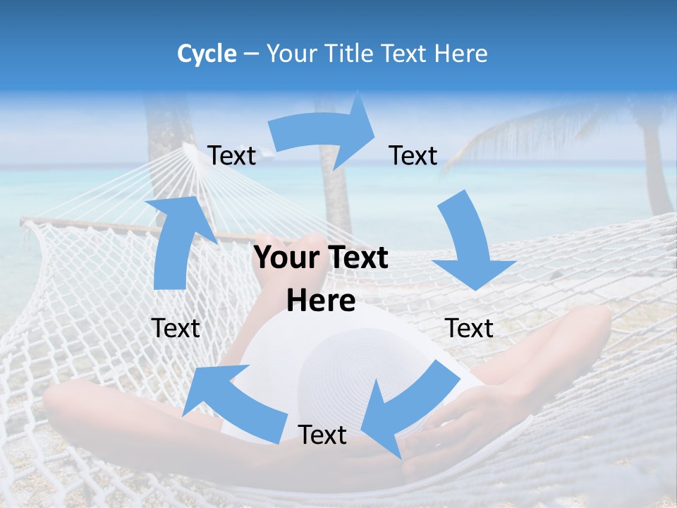 Woman Relaxing On Hammock With White Hat Sunbathing On Vacation PowerPoint Template