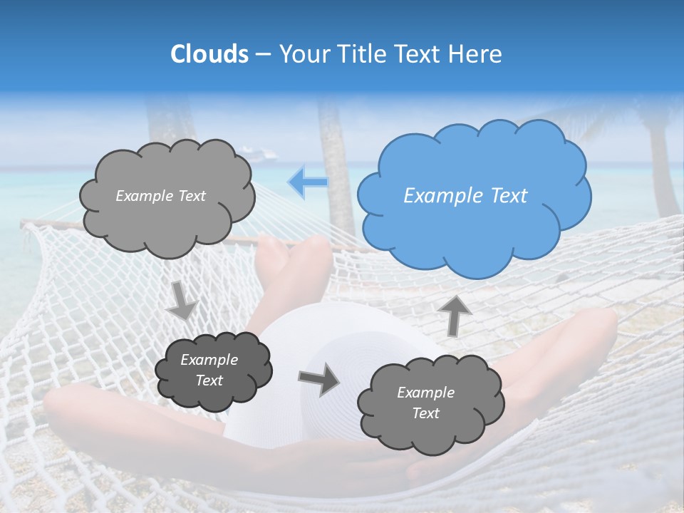 Woman Relaxing On Hammock With White Hat Sunbathing On Vacation PowerPoint Template