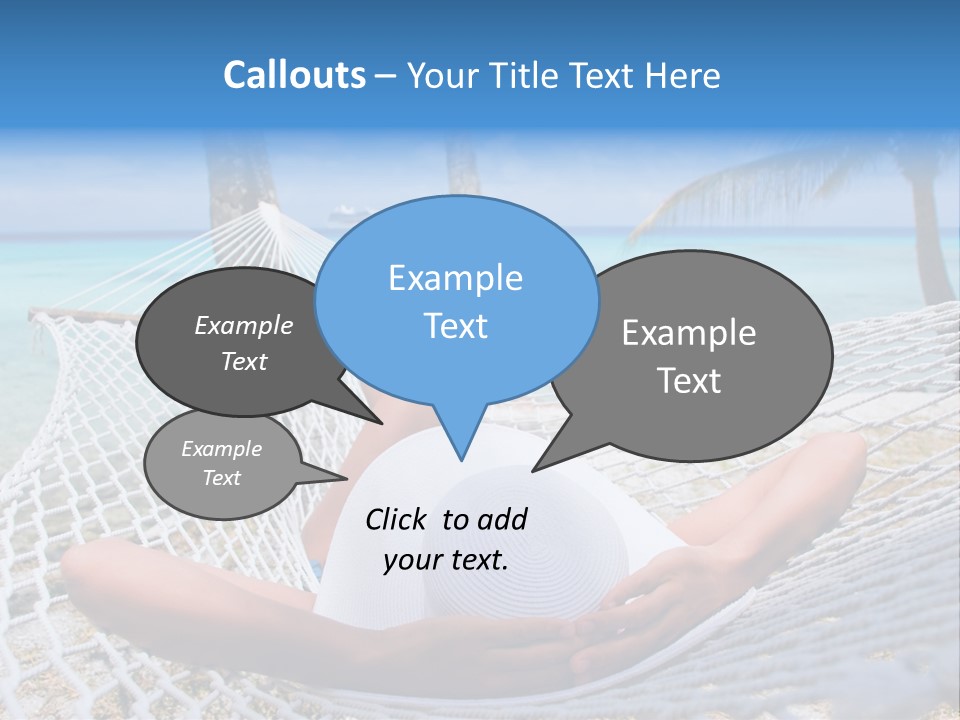 Woman Relaxing On Hammock With White Hat Sunbathing On Vacation PowerPoint Template