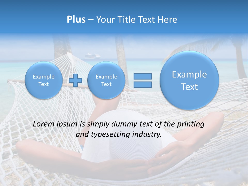 Woman Relaxing On Hammock With White Hat Sunbathing On Vacation PowerPoint Template