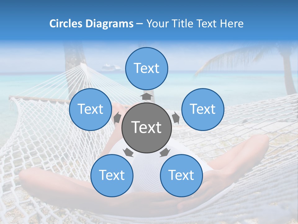 Woman Relaxing On Hammock With White Hat Sunbathing On Vacation PowerPoint Template