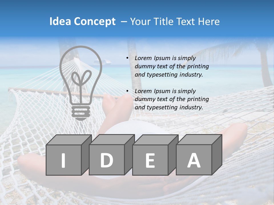 Woman Relaxing On Hammock With White Hat Sunbathing On Vacation PowerPoint Template