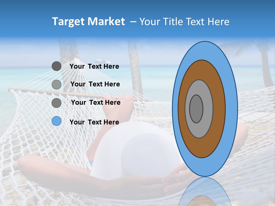 Woman Relaxing On Hammock With White Hat Sunbathing On Vacation PowerPoint Template
