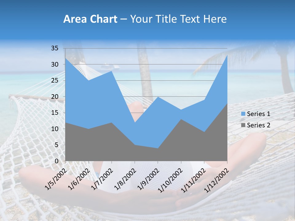 Woman Relaxing On Hammock With White Hat Sunbathing On Vacation PowerPoint Template