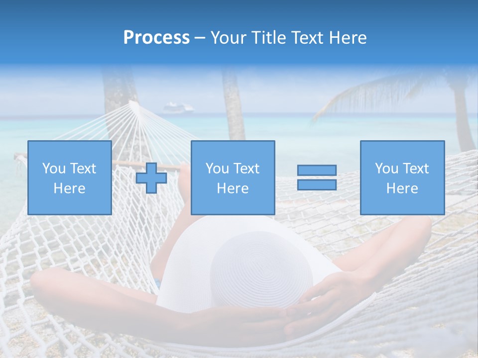 Woman Relaxing On Hammock With White Hat Sunbathing On Vacation PowerPoint Template