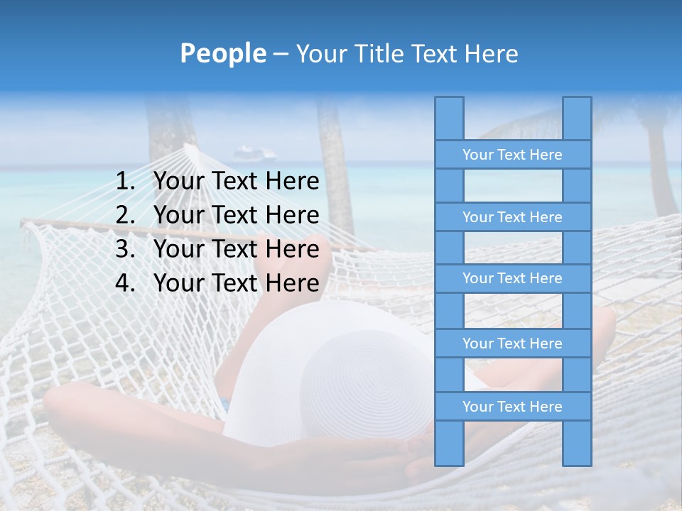 Woman Relaxing On Hammock With White Hat Sunbathing On Vacation PowerPoint Template