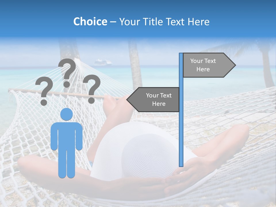 Woman Relaxing On Hammock With White Hat Sunbathing On Vacation PowerPoint Template
