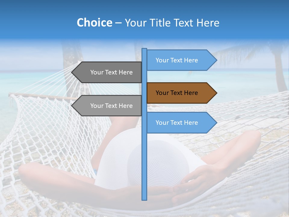 Woman Relaxing On Hammock With White Hat Sunbathing On Vacation PowerPoint Template