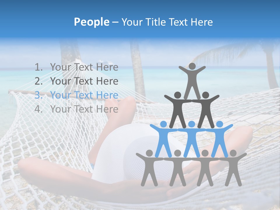 Woman Relaxing On Hammock With White Hat Sunbathing On Vacation PowerPoint Template