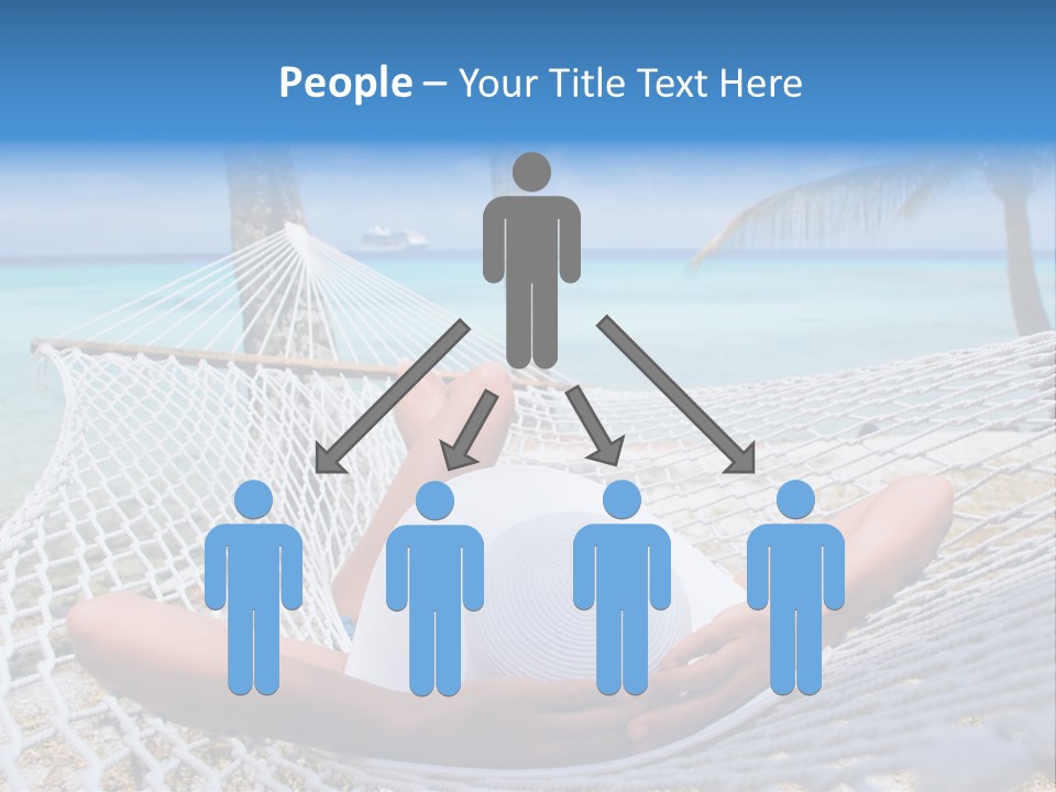 Woman Relaxing On Hammock With White Hat Sunbathing On Vacation PowerPoint Template