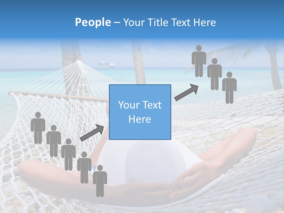 Woman Relaxing On Hammock With White Hat Sunbathing On Vacation PowerPoint Template