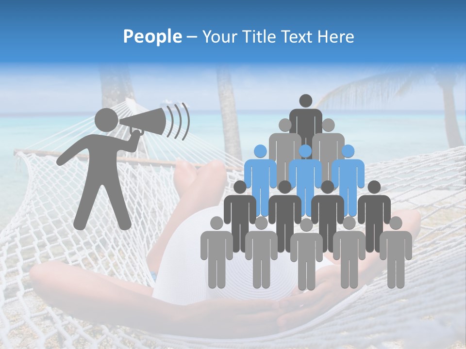 Woman Relaxing On Hammock With White Hat Sunbathing On Vacation PowerPoint Template