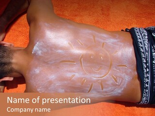 Sexy Man Back With Sun Protection PowerPoint Template
