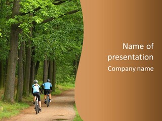 Two Bikers In The Oak Alley PowerPoint Template